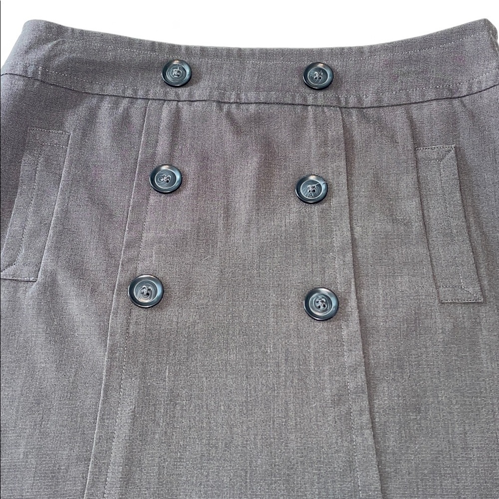Sandro Charcoal Double-Breasted Mini Skirt. Size 8. Front Pockets. - Picture 4 of 7